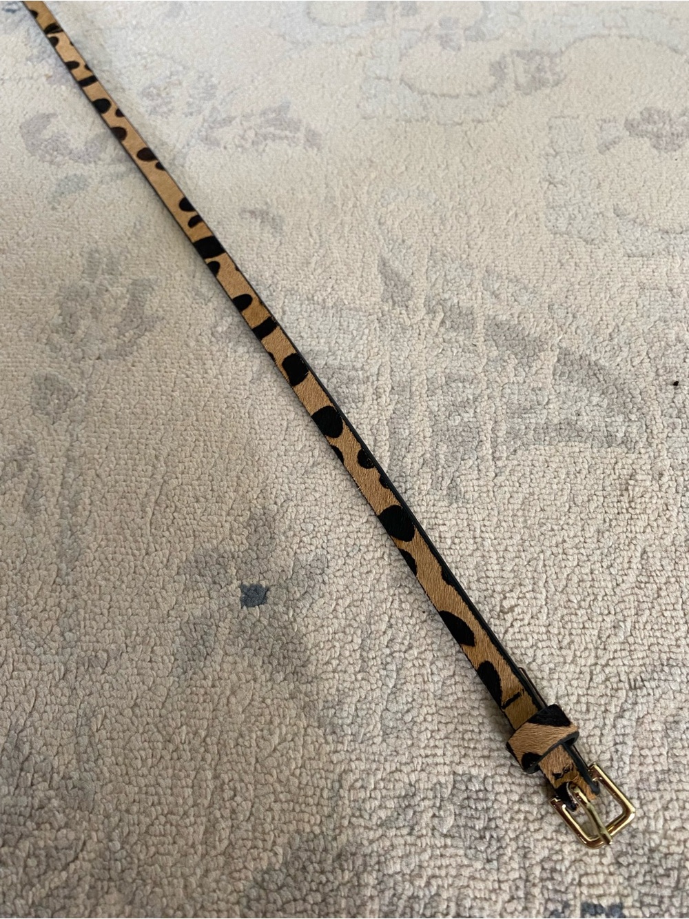J. Crew Factory Leopard Print Skinny Belt Calf Hair Leather Small
